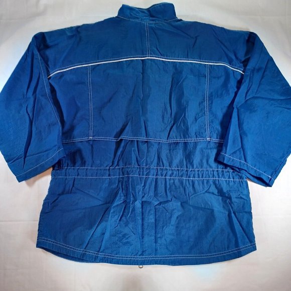 Vintage Reebok Men's Size L Spell Out Blue White Long Nylon Windbreaker Jacket - Picture 2 of 10